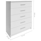 vidaXL Schubladenschrank Holzwerkstoff 71x35x106 cm Weiß