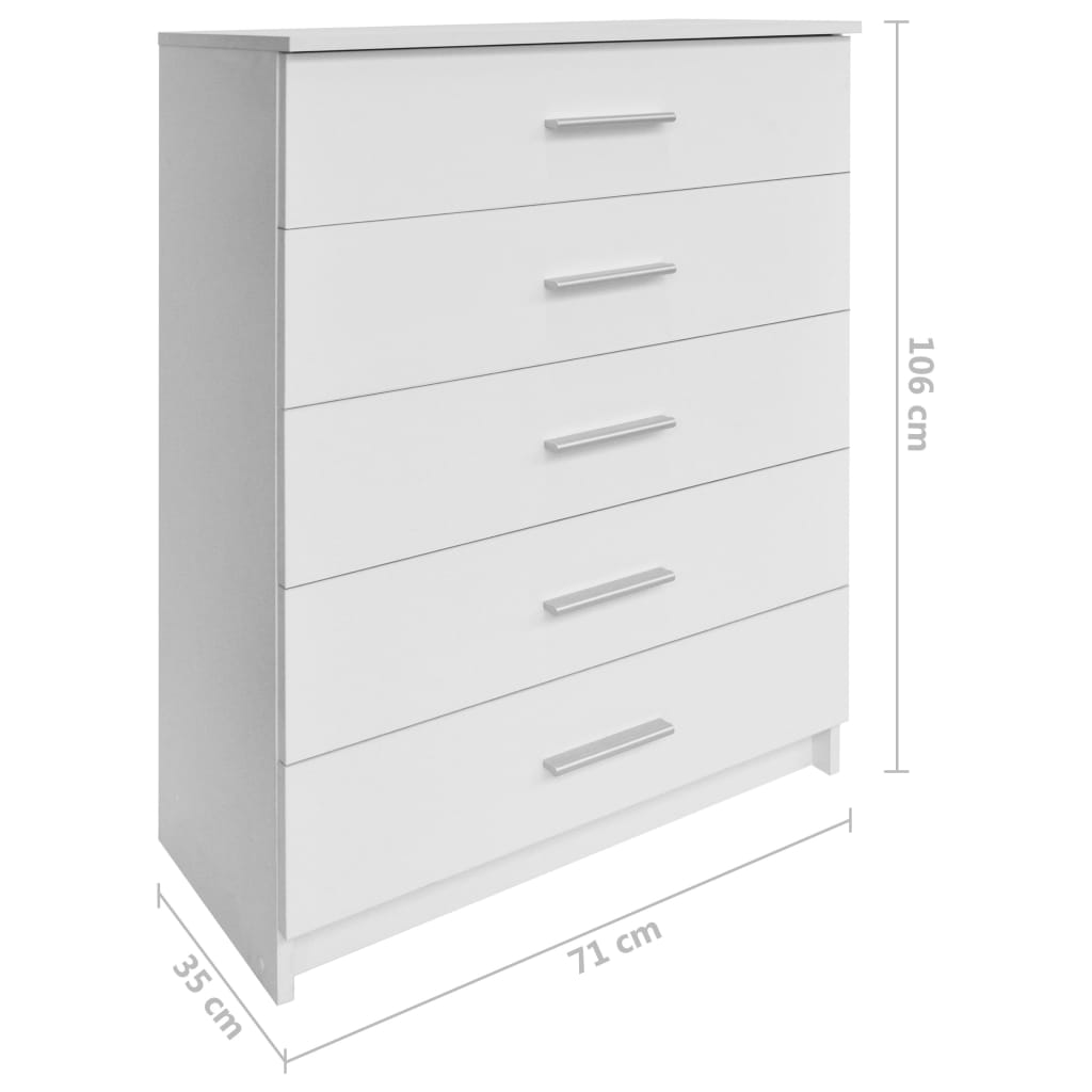 vidaXL Schubladenschrank Holzwerkstoff 71x35x106 cm Weiß