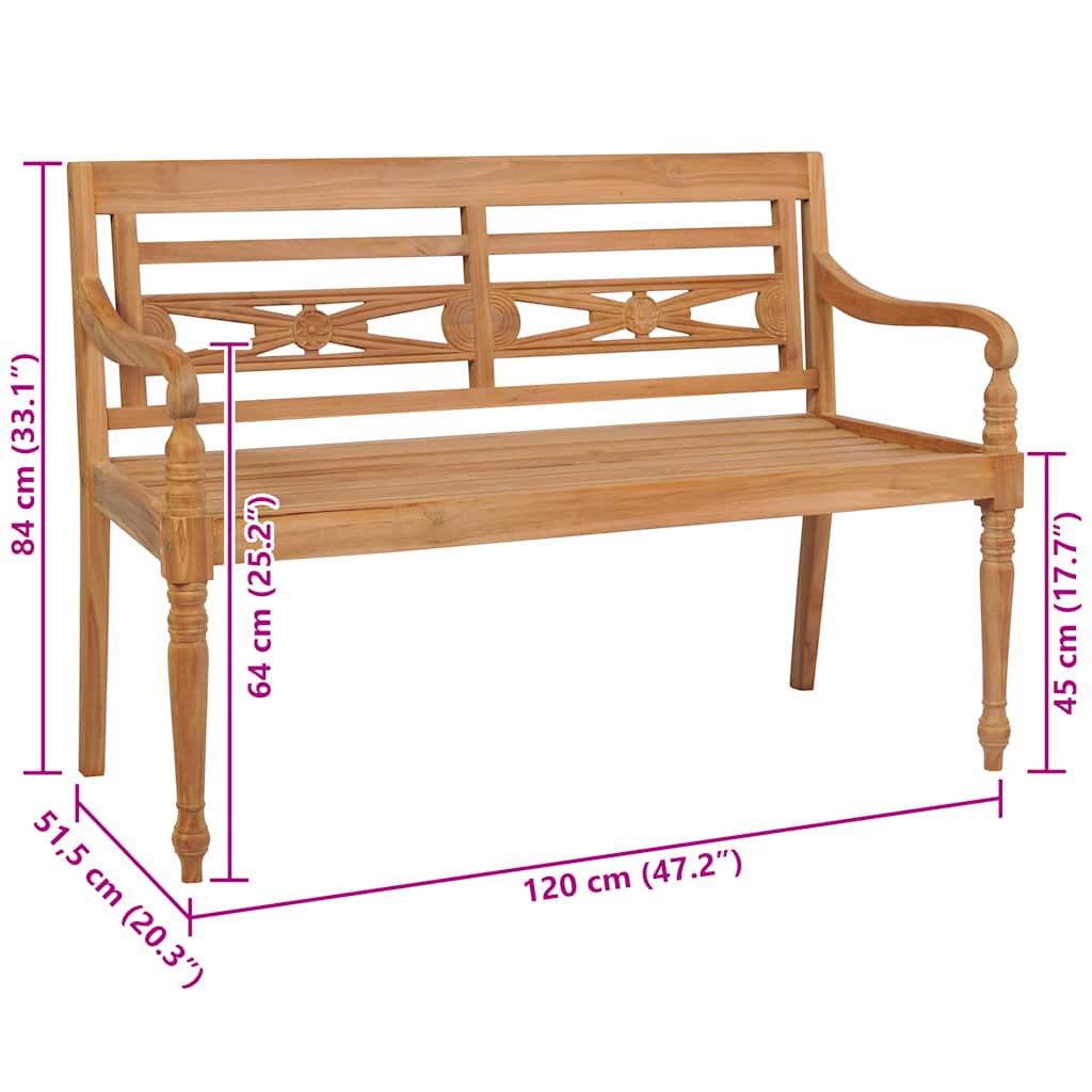 vidaXL Batavia-Sitzbank 120 cm Teak