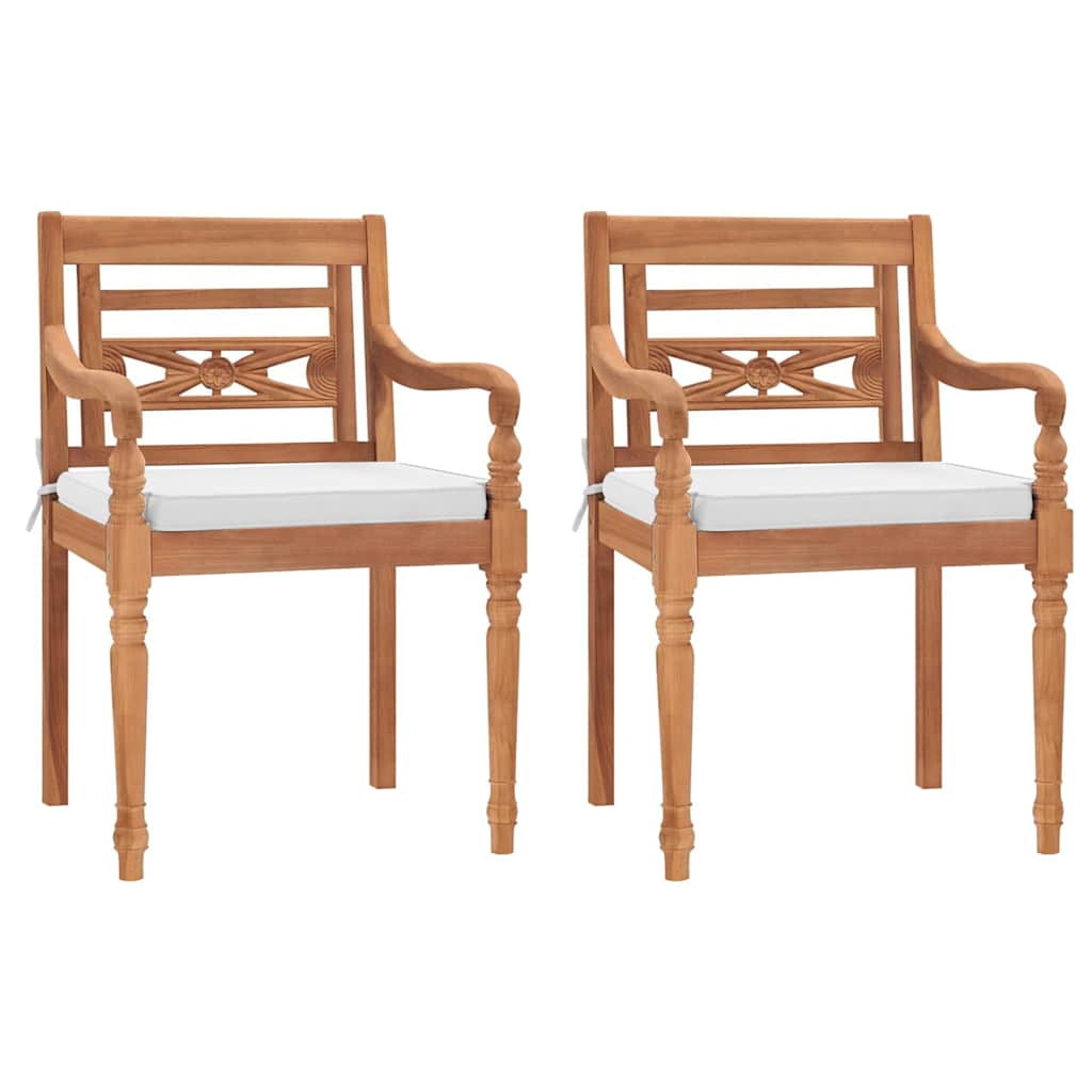 vidaXL Batavia-Stühle 2 Stk. mit Polstern Massivholz Teak
