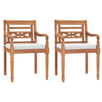 vidaXL Batavia-Stühle 2 Stk. mit Polstern Massivholz Teak