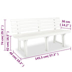 vidaXL Gartenbank 145,5 cm Kunststoff Weiß