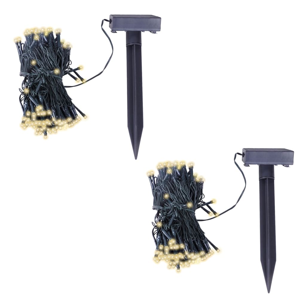 vidaXL Solar-Lichterketten 2 Stk. LED Warmweiß