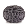 vidaXL Handgestrickter Pouf Baumwolle 50 x 35 cm Grau