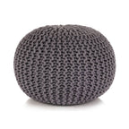 vidaXL Handgestrickter Pouf Baumwolle 50 x 35 cm Grau