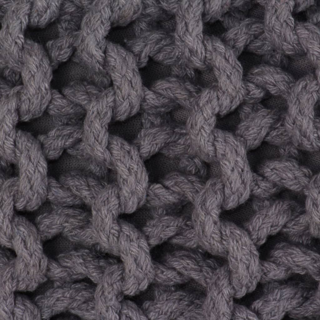 vidaXL Handgestrickter Pouf Baumwolle 50 x 35 cm Grau