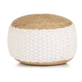 vidaXL Pouf Gewebt/Gestrickt Jute Baumwolle 50 x 35 cm Weiß