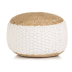 vidaXL Pouf Gewebt/Gestrickt Jute Baumwolle 50 x 35 cm Weiß
