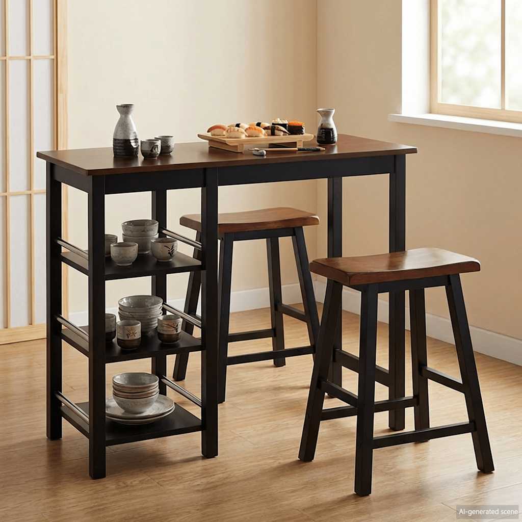 vidaXL Bar Set 3 Stück MDF Schwarz
