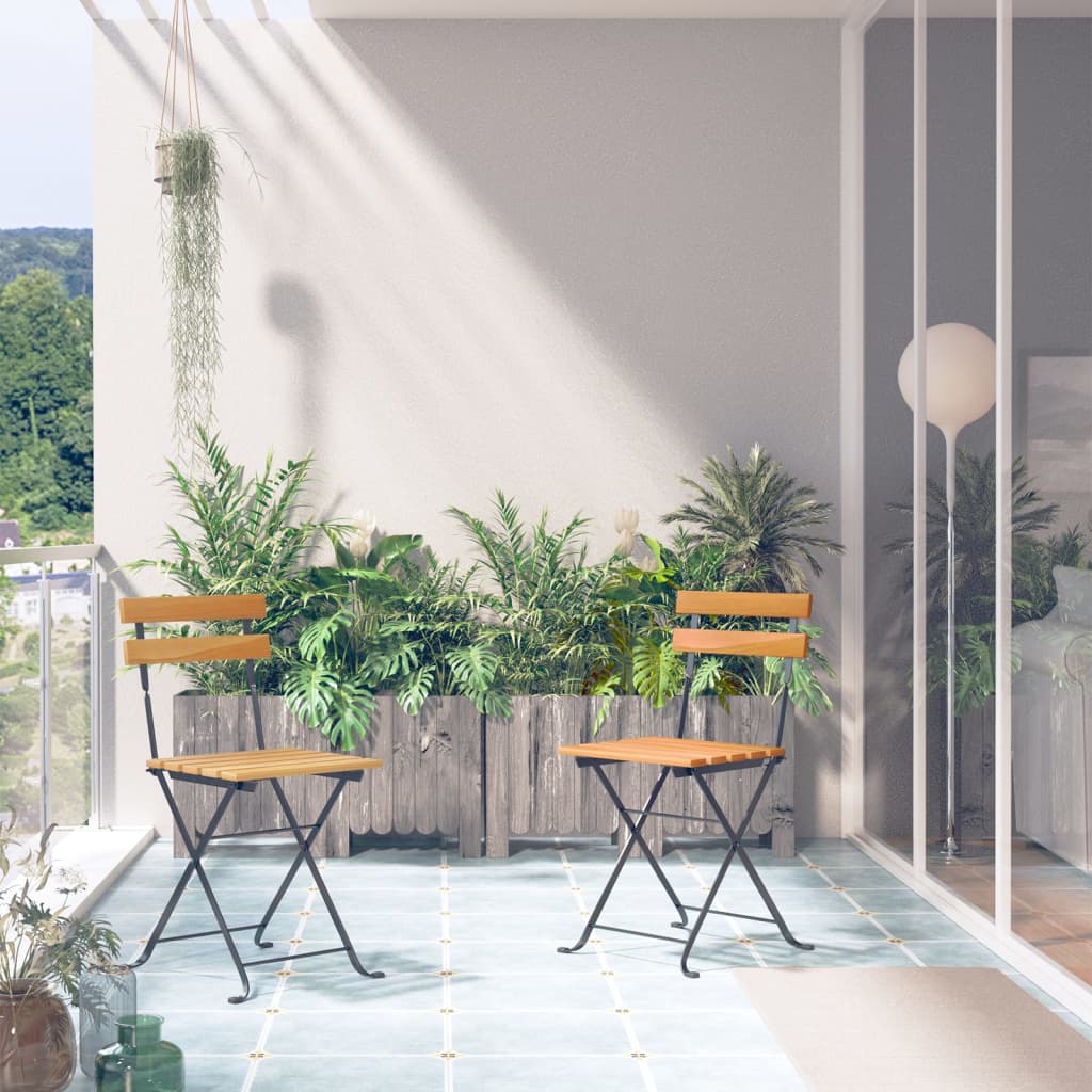 vidaXL Klappbare Gartenstühle 2 Stk. Stahl und Massivholz Akazie