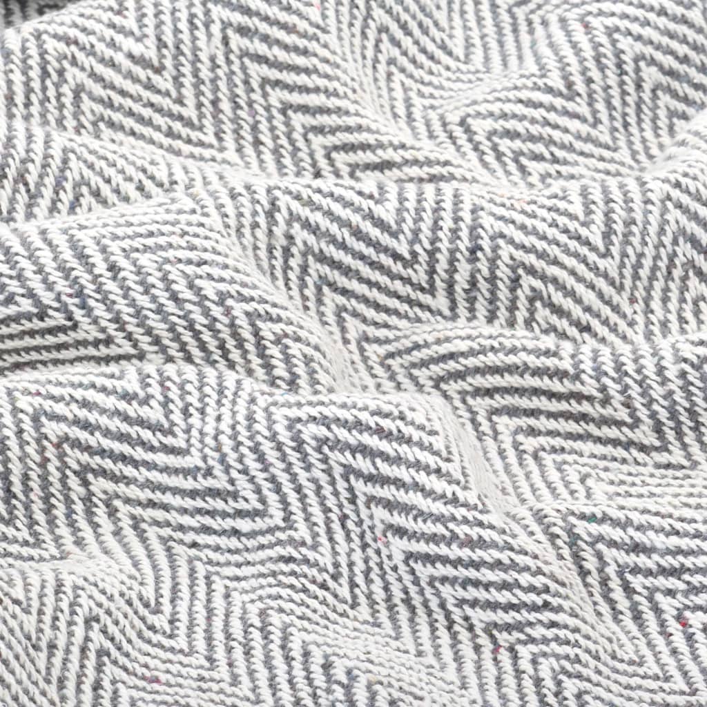vidaXL Überwurf Baumwolle Fischgrätenmuster 125x150 cm Grau