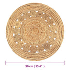 vidaXL Teppich Flechtmuster Jute 90 cm Rund