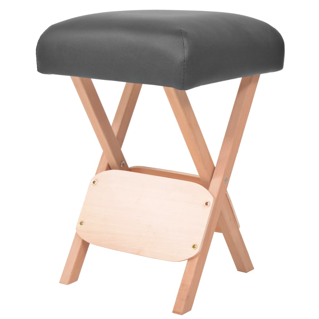 vidaXL Massage-Klapphocker 12 cm dicker Sitz & 2 Nackenrollen Schwarz