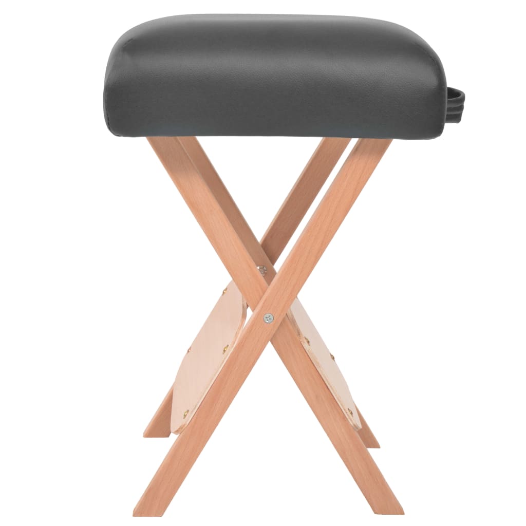 vidaXL Massage-Klapphocker 12 cm dicker Sitz & 2 Nackenrollen Schwarz