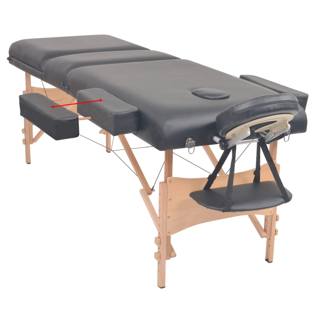 vidaXL Massageliege 3 Zonen Tragbar 10 cm Polsterung Schwarz
