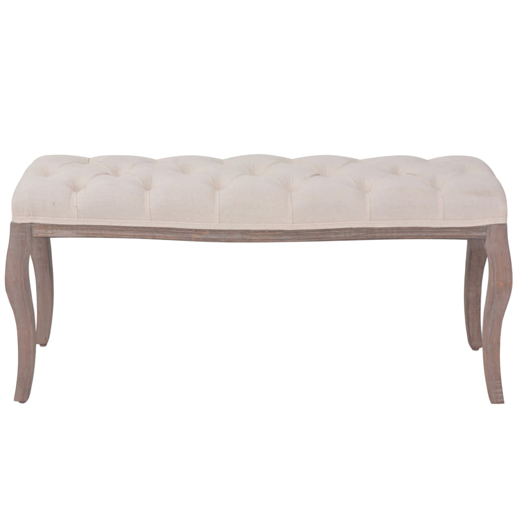 vidaXL Bank Leinen Massivholz 110 x 38 x 48 cm Cremeweiß