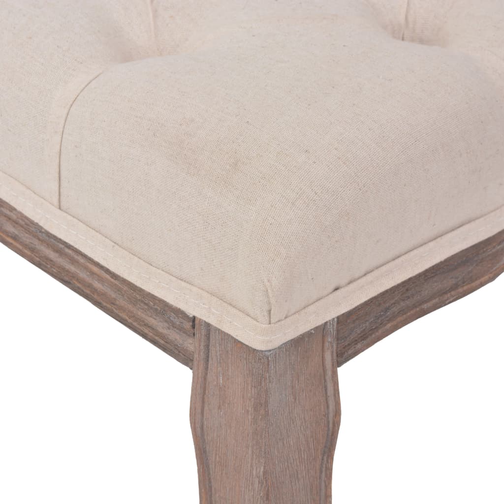 vidaXL Bank Leinen Massivholz 110 x 38 x 48 cm Cremeweiß