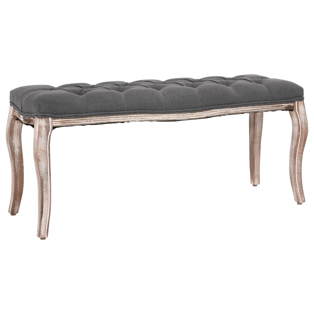 vidaXL Bank Leinen Massivholz 110 x 38 x 48 cm Cremeweiß