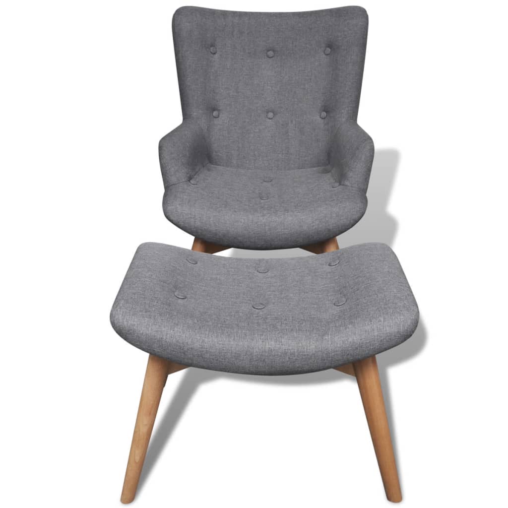 vidaXL Sessel mit Fußhocker Grau Stoff