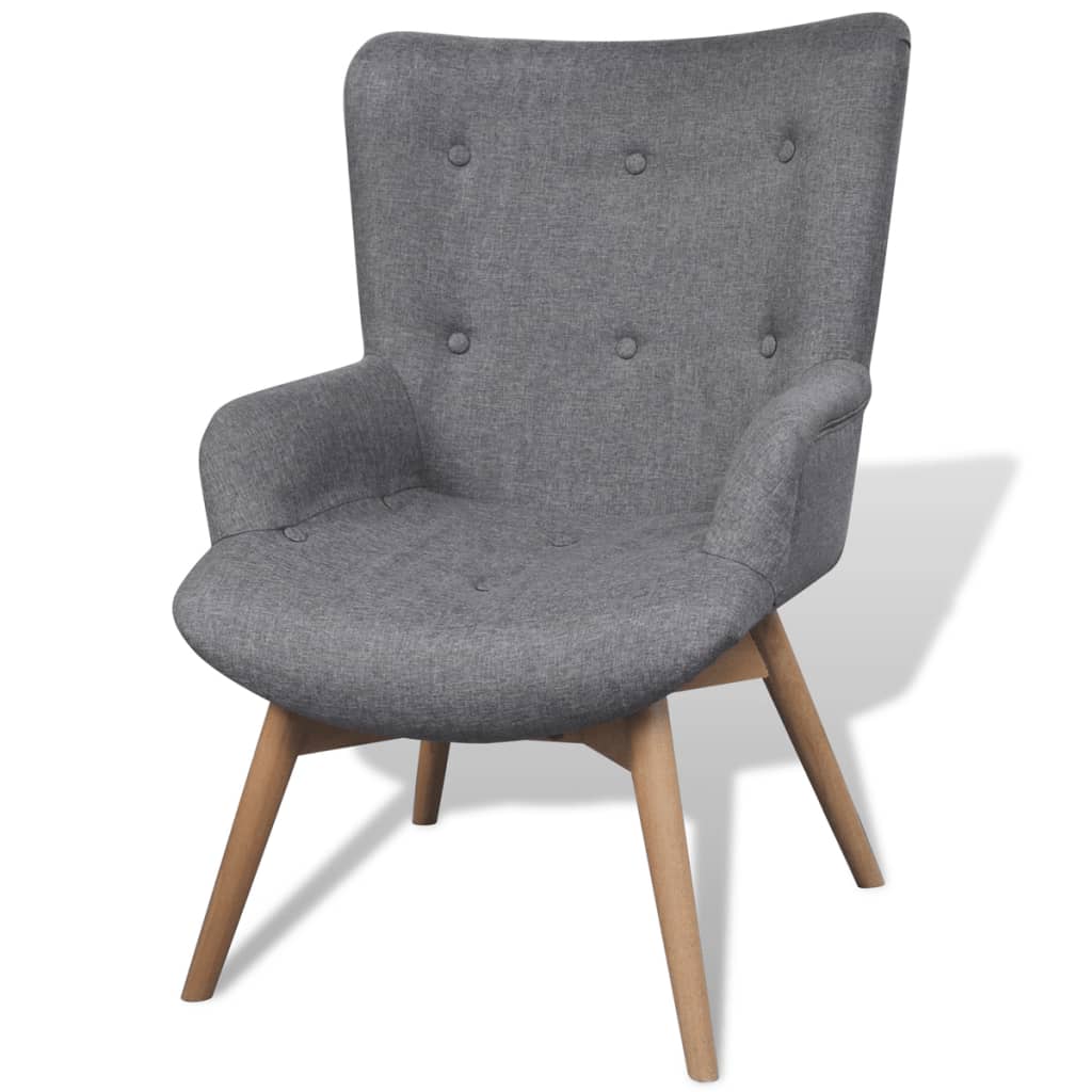vidaXL Sessel mit Fußhocker Grau Stoff