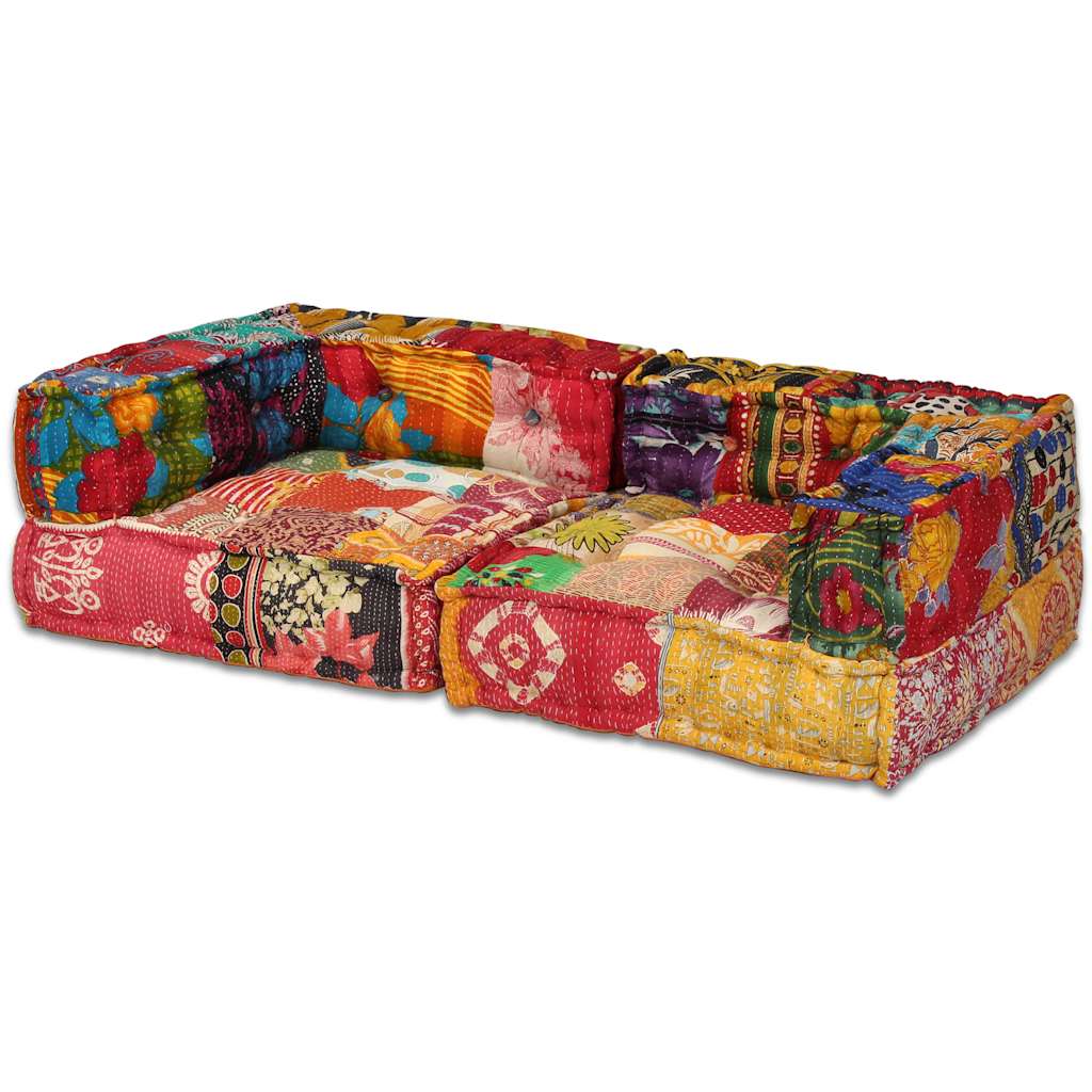 vidaXL 2-Sitzer Modularer Pouf Patchwork Stoff