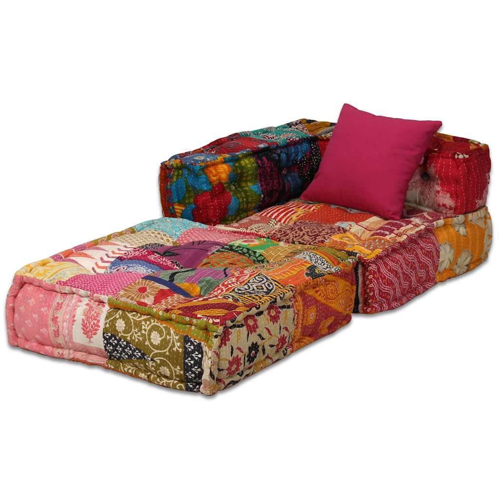 vidaXL 2-Sitzer Modularer Pouf Patchwork Stoff