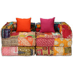 vidaXL 2-Sitzer Modularer Pouf Patchwork Stoff