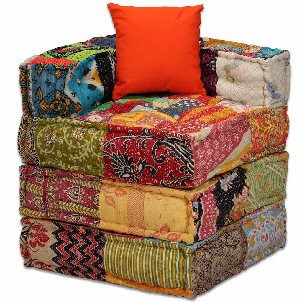 vidaXL 2-Sitzer Modularer Pouf Patchwork Stoff