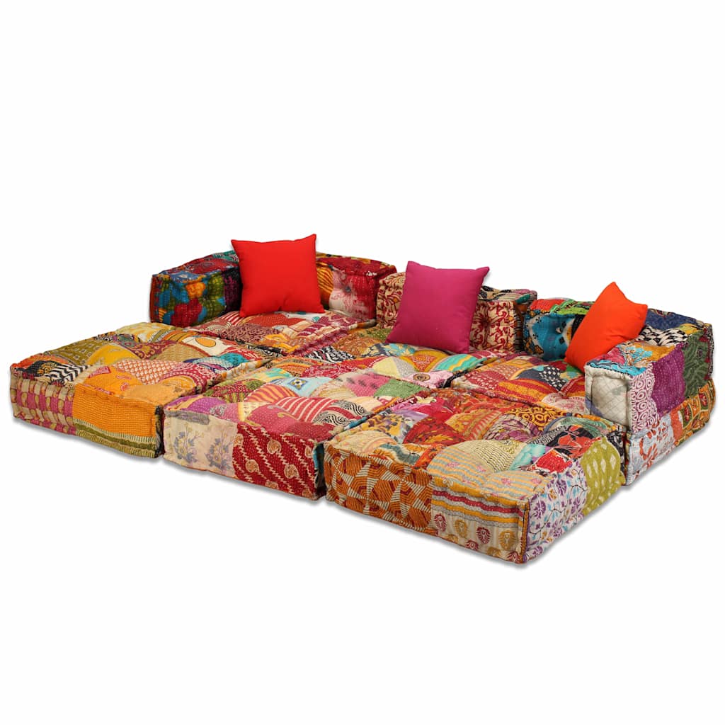 vidaXL 3-Sitzer Modularer Pouf Patchwork Stoff