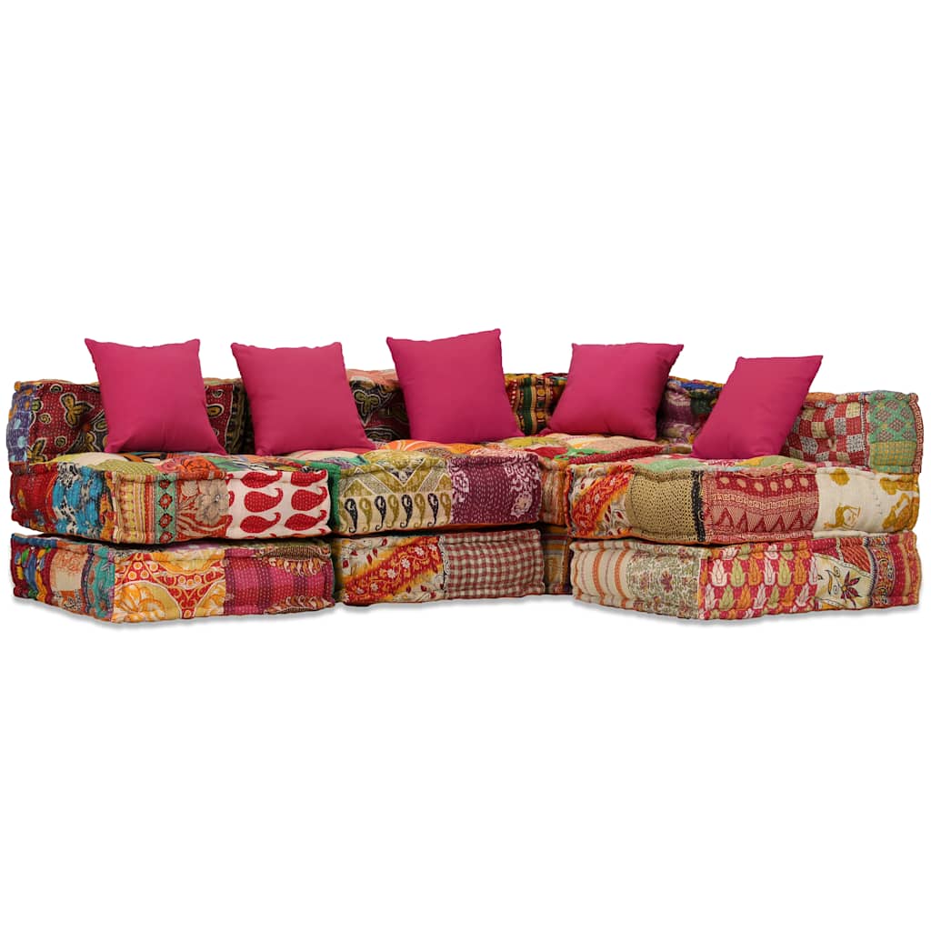 vidaXL 4-Sitzer Modularer Pouf Patchwork Stoff