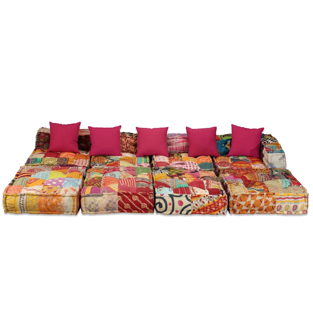 vidaXL 4-Sitzer Modularer Pouf Patchwork Stoff