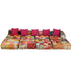 vidaXL 4-Sitzer Modularer Pouf Patchwork Stoff