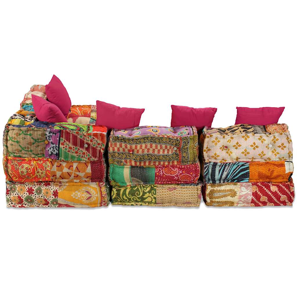 vidaXL 4-Sitzer Modularer Pouf Patchwork Stoff