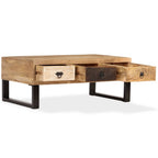 vidaXL Couchtisch mit 3 Schubladen Massivholz Mango 90x50x35 cm