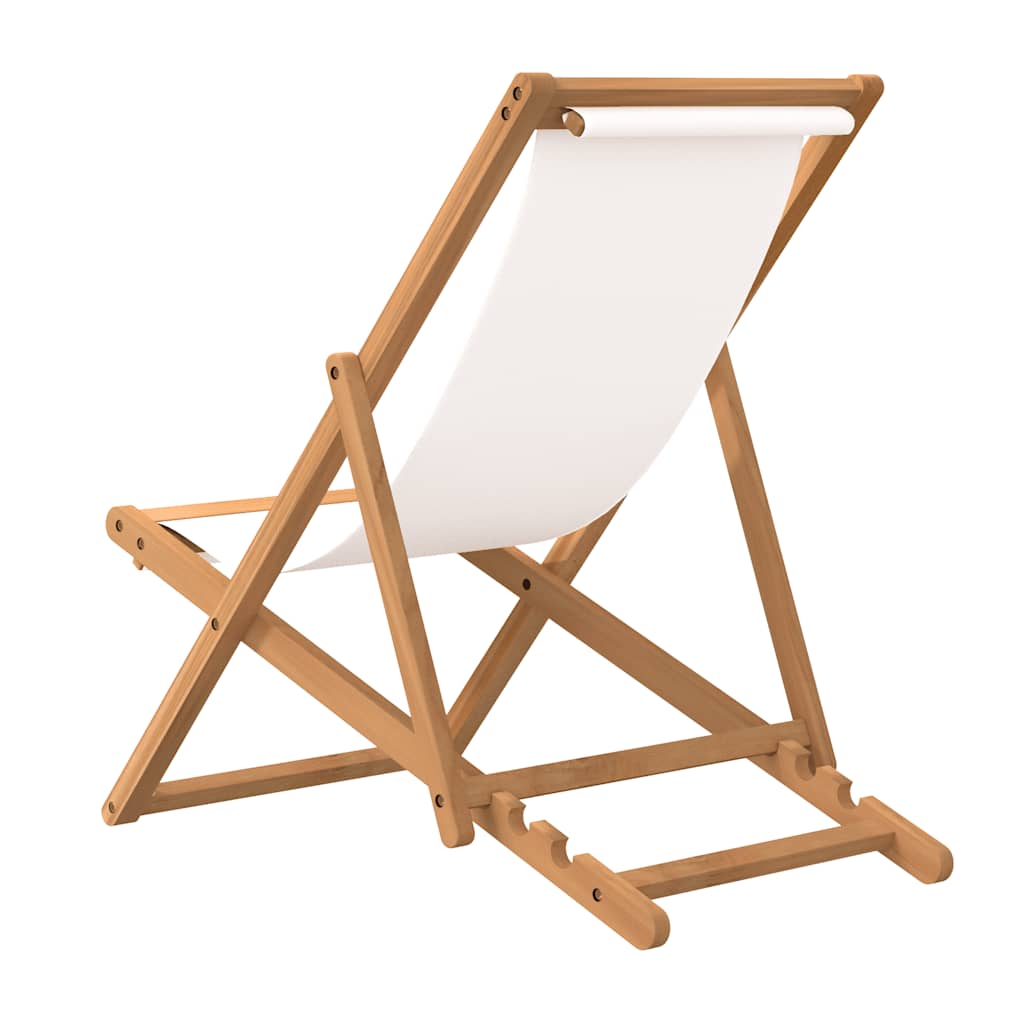 vidaXL Liegestuhl Teak 56x105x96 cm Creme