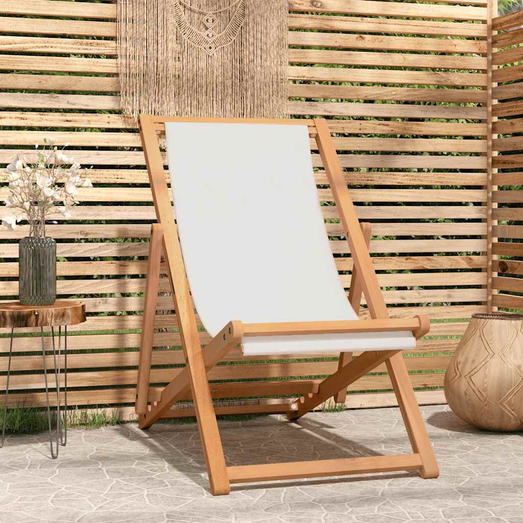 vidaXL Liegestuhl Teak 56x105x96 cm Creme