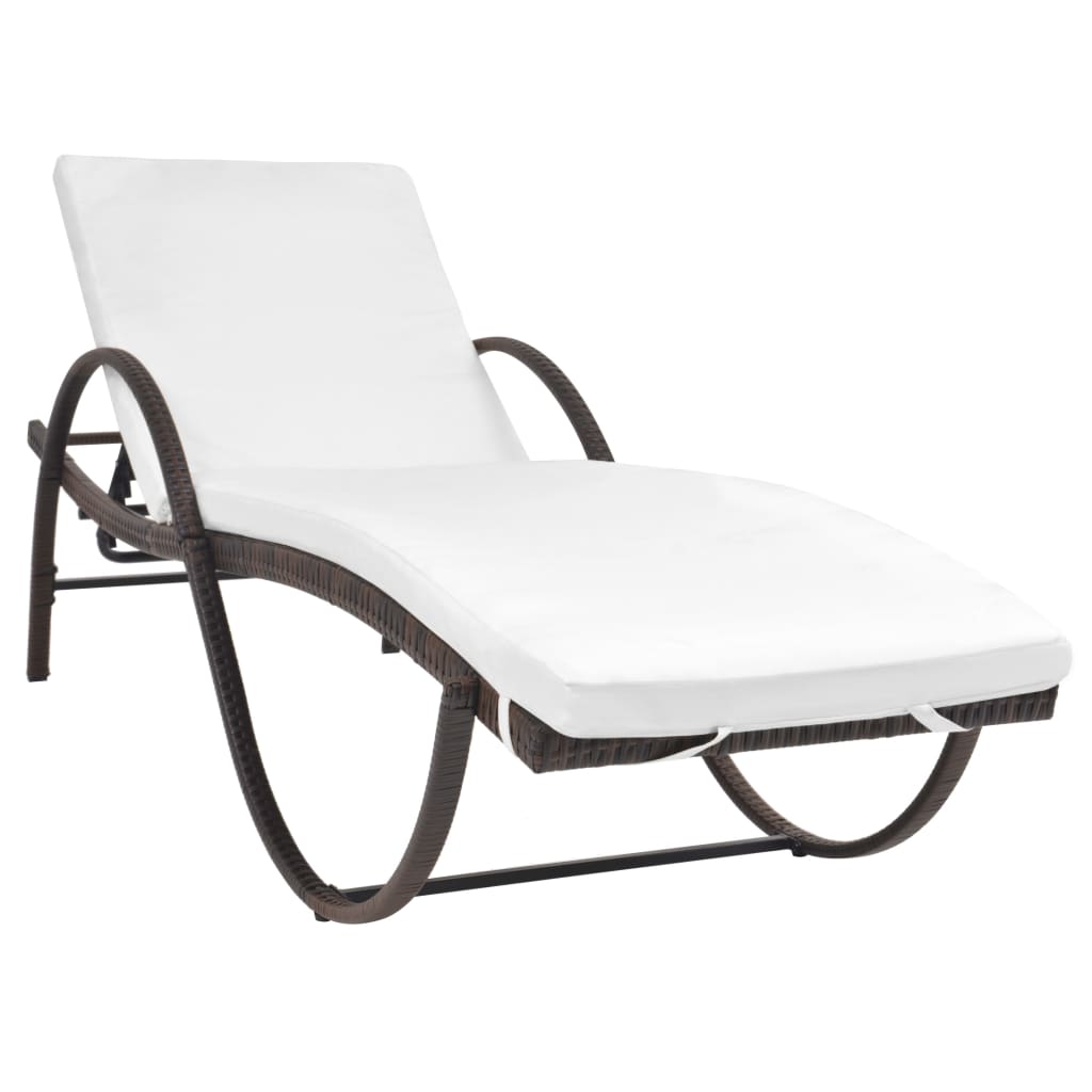 vidaXL Sonnenliegen 2 Stk. mit Tisch Poly Rattan Braun