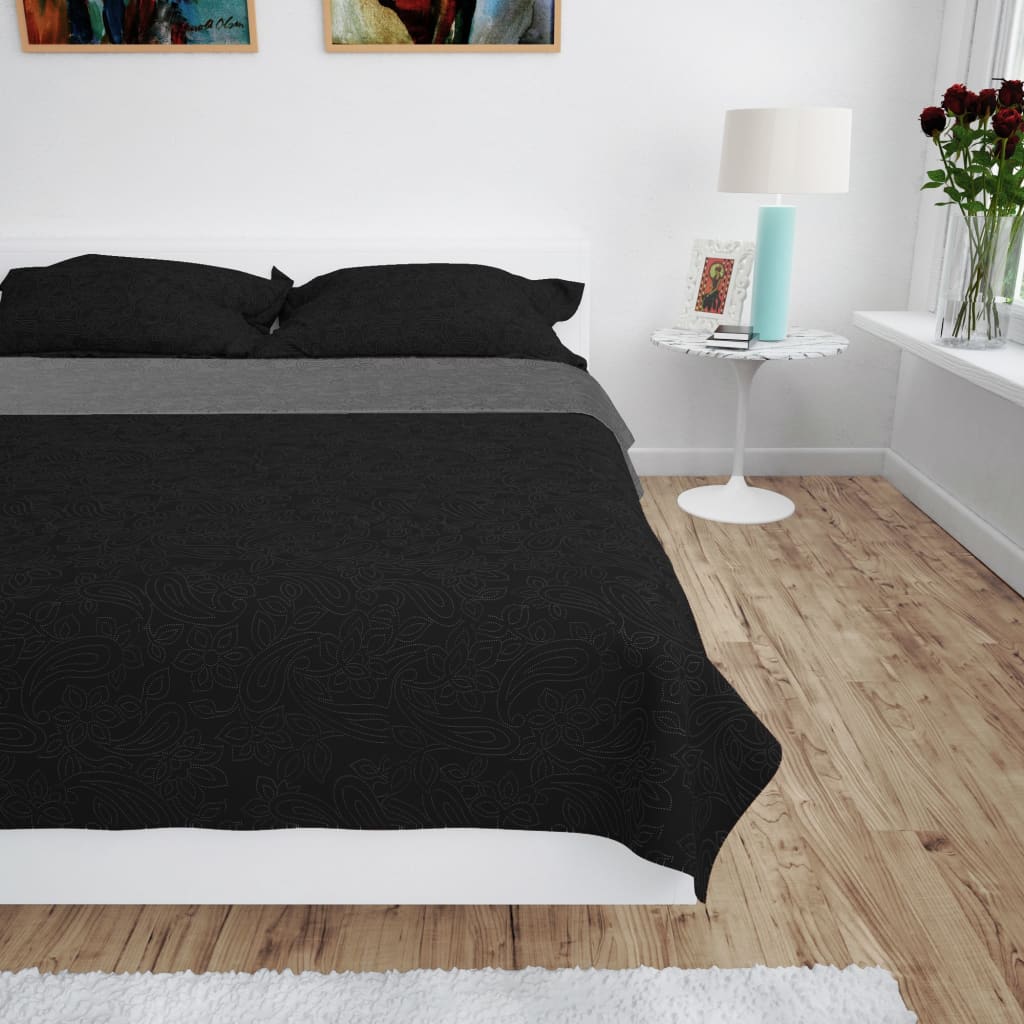 vidaXL Zweiseitige Tagesdecke Gesteppt Rot und Grau 170x210 cm
