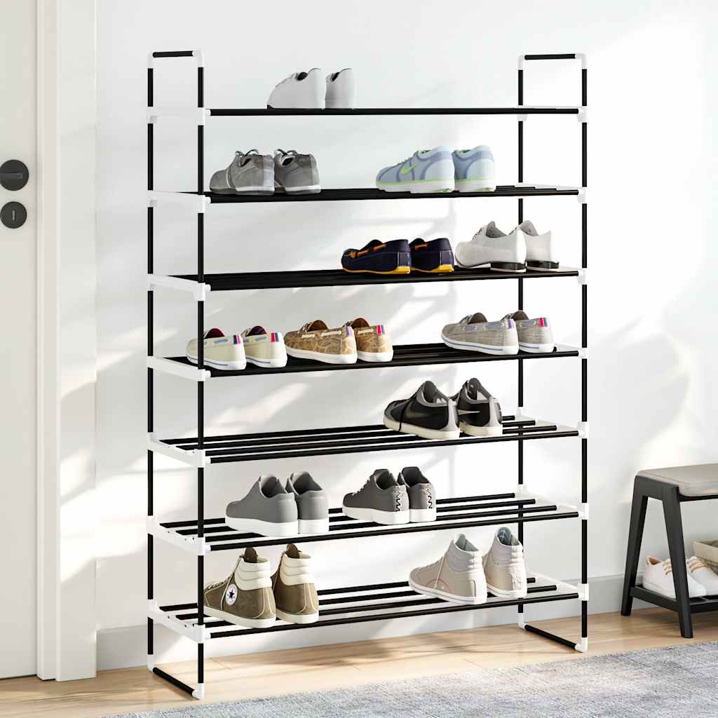 vidaXL Schuhregal mit 7 Etagen Metall und Kunststoff Schwarz