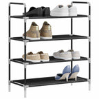 vidaXL Schuhregal mit 4 Ablagen Metall und Vliesstoff Schwarz