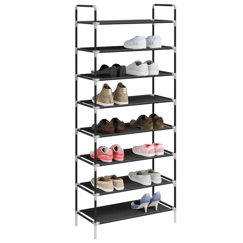 vidaXL Schuhregal mit 8 Ablagen Metall und Vliesstoff Schwarz