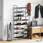 vidaXL Schuhregal mit 8 Ablagen Metall und Vliesstoff Schwarz