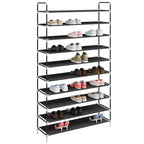 vidaXL Schuhregal mit 10 Ablagen Metall und Vliesstoff Schwarz