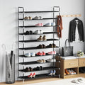 vidaXL Schuhregal mit 10 Ablagen Metall und Vliesstoff Schwarz