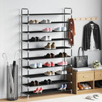 vidaXL Schuhregal mit 10 Ablagen Metall und Vliesstoff Schwarz