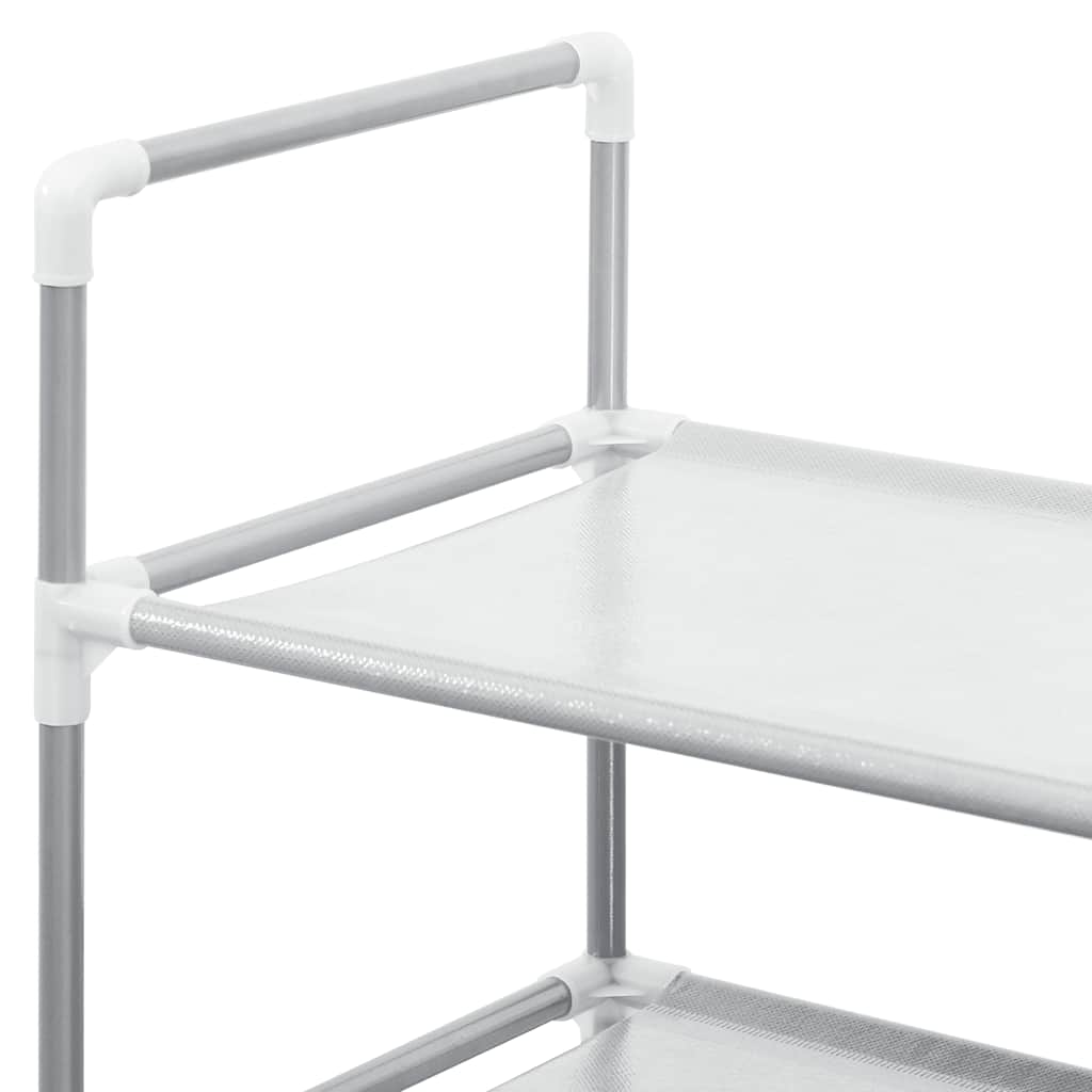 vidaXL Schuhregal mit 10 Ablagen Metall und Vliesstoff Silbern