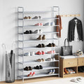 vidaXL Schuhregal mit 10 Ablagen Metall und Vliesstoff Silbern