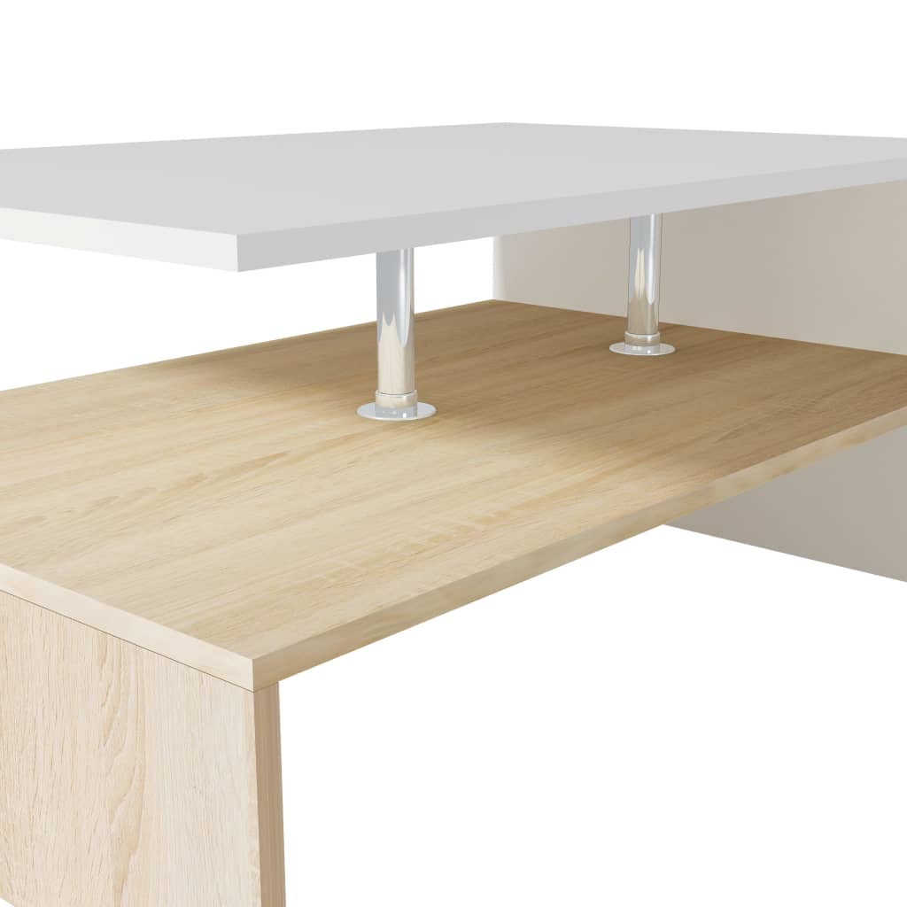 vidaXL Couchtisch Holzwerkstoff 90x59x42 cm Eiche und Weiß