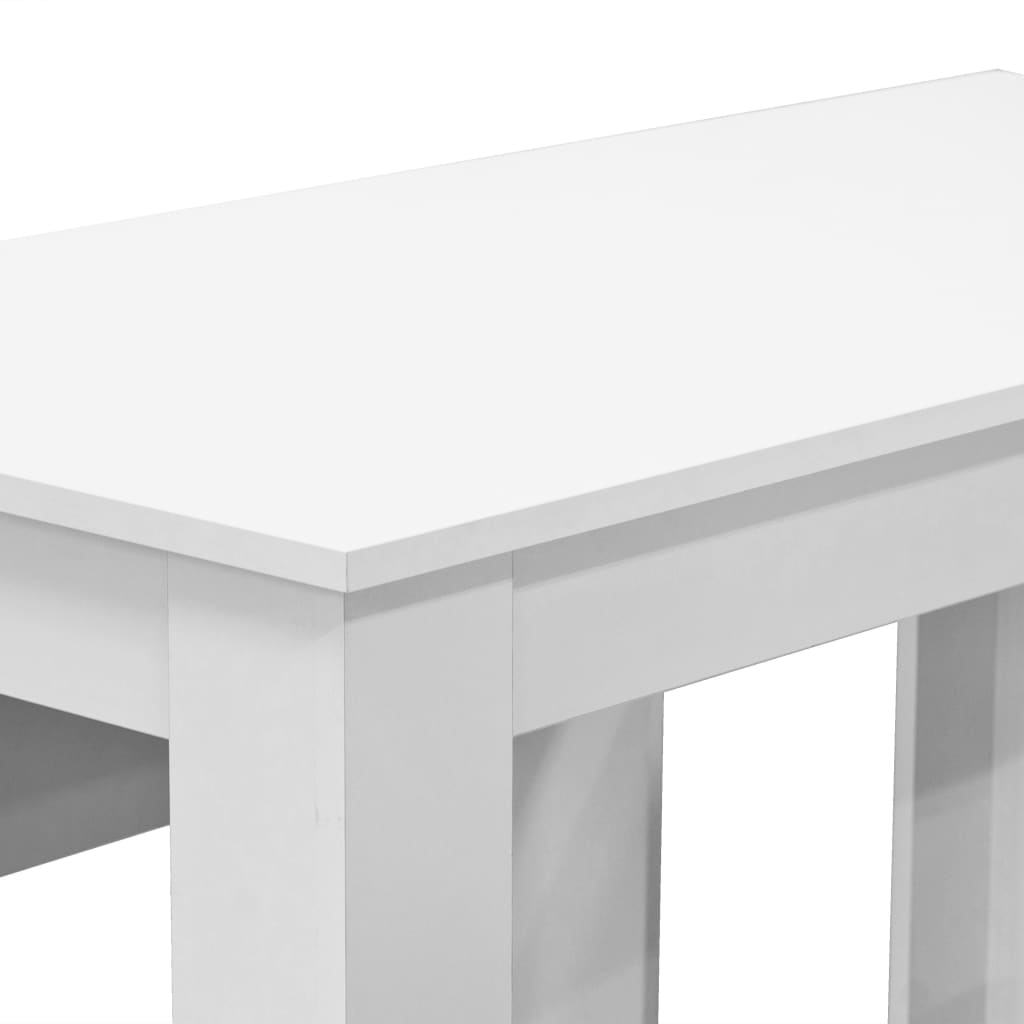 vidaXL 3-tlg. Essgruppe Tisch und Bänke Holzwerkstoff Weiß