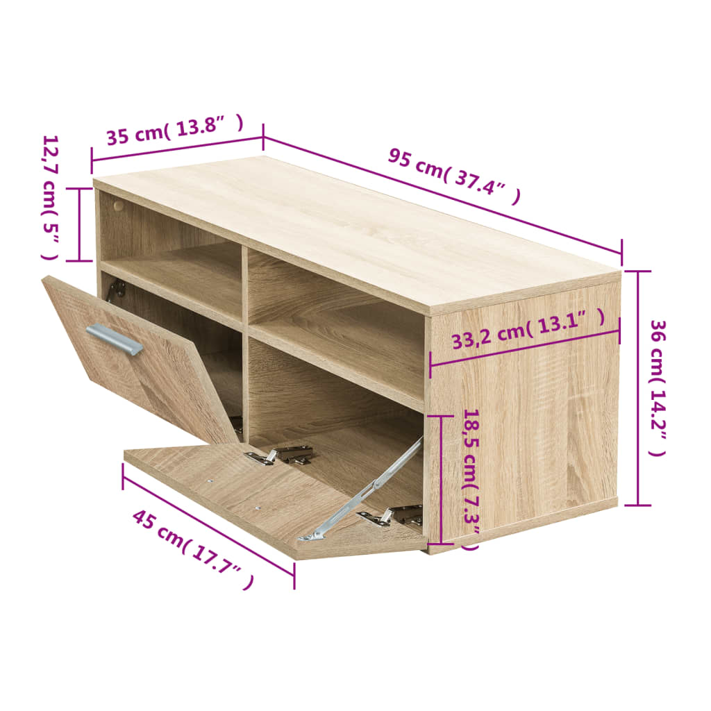 vidaXL TV-Schrank Holzwerkstoff 95x35x36 cm Eiche